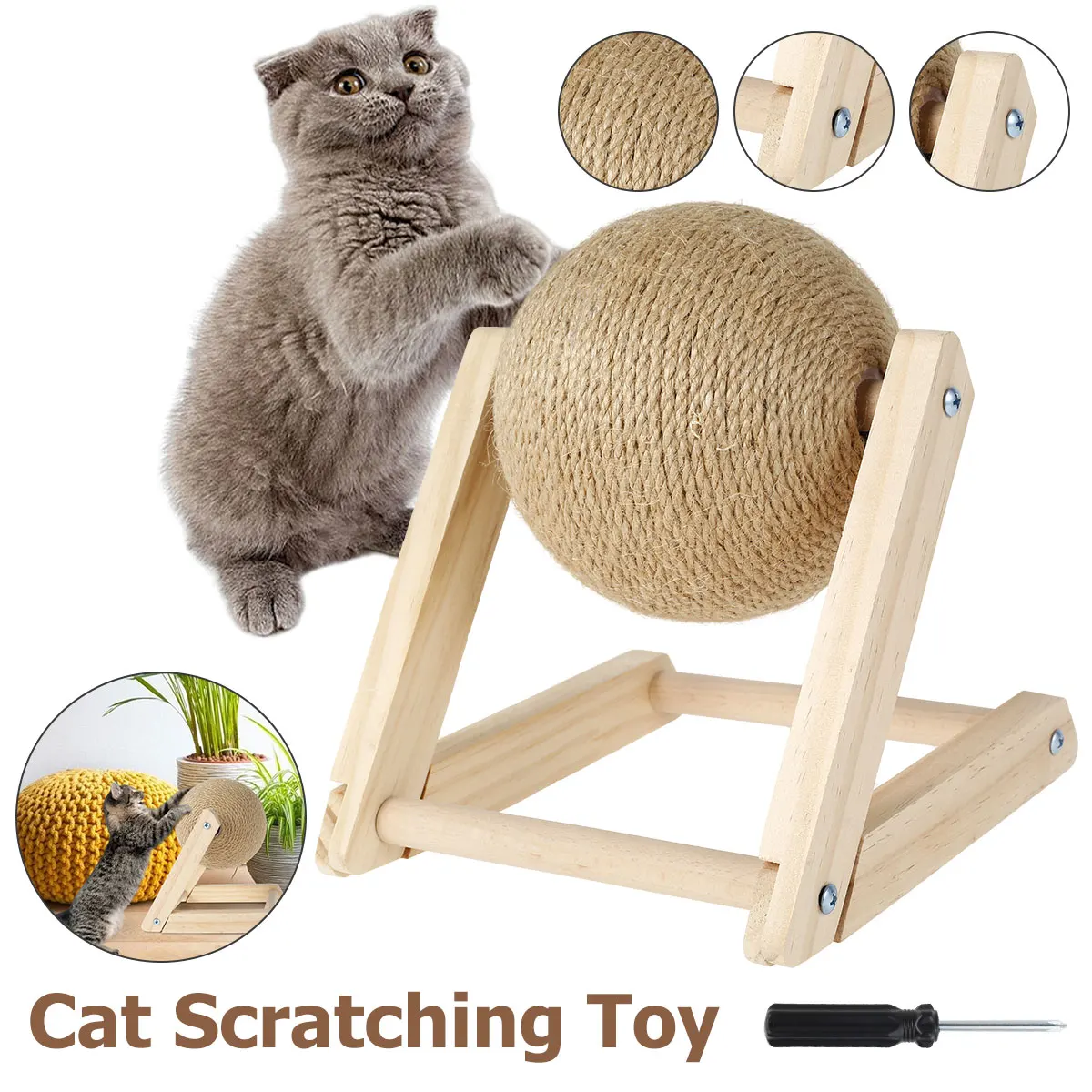 

Pet Cat Scratching Ball Toy Kitten Sisal Rope Ball Board Grinding Paws Toys Pet Furniture supplies