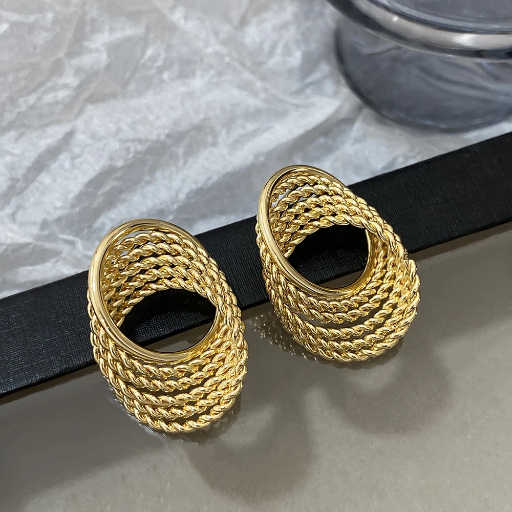 Женские серьги-гвоздики AENSOA большие геометрические серьги золотого и