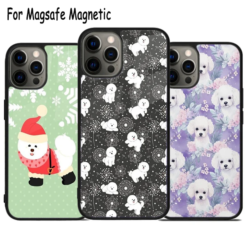 Милый бишон фризе щенок собака Беспроводная зарядка Magsafe чехол для телефона iPhone 15