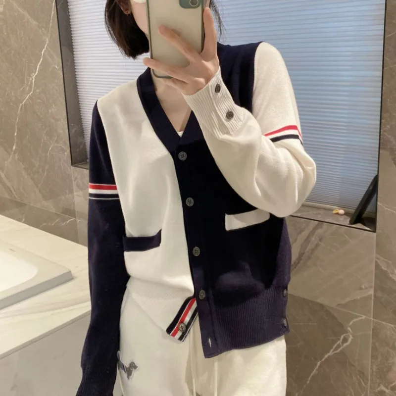 Вязаный свитер новый цветной женский вязаный кардиган с v-образным вырезом и