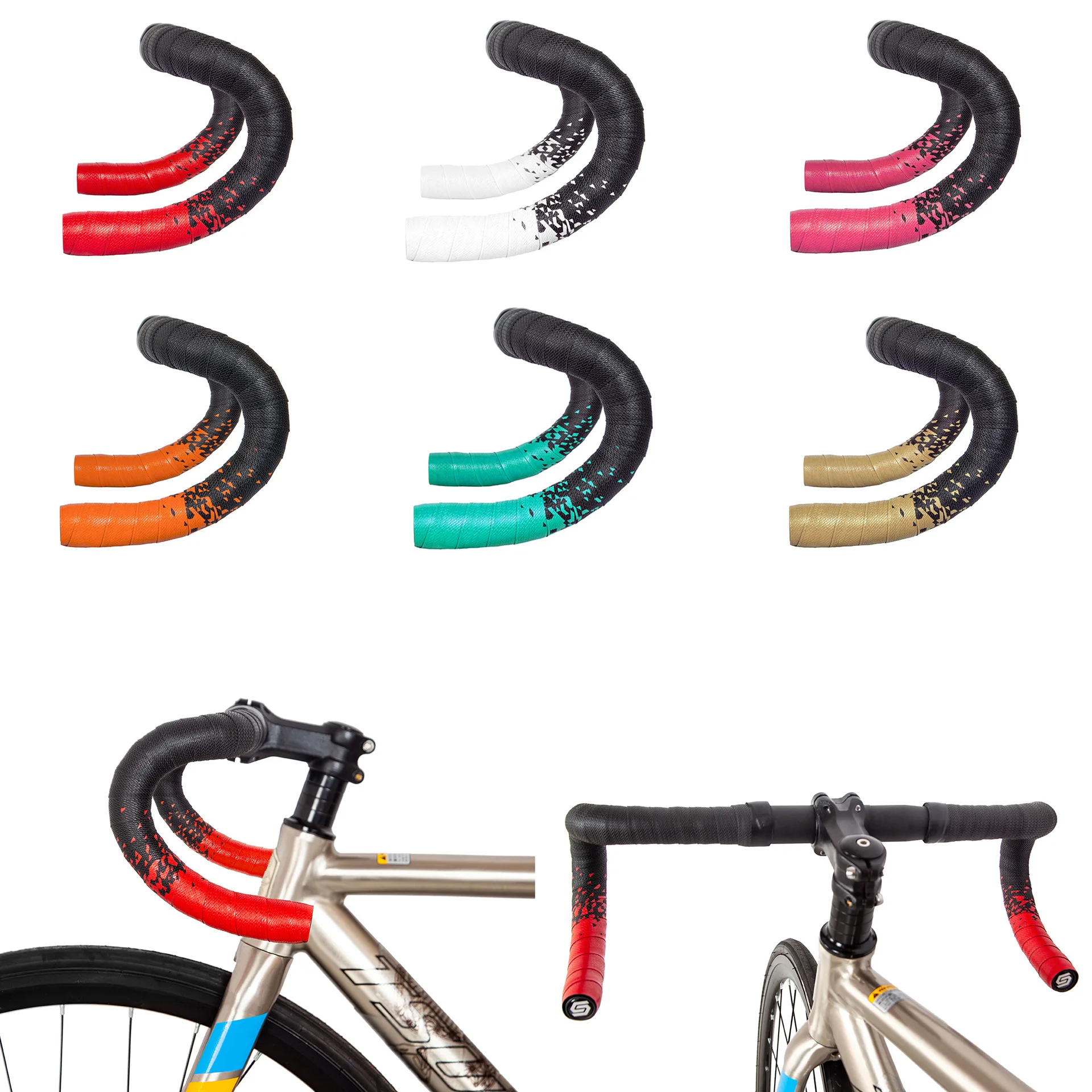New Road Bike Bar Tape Colorful Gradient Color Handlebar Tapes EVA+PU Soft Anti-Vibration Wrap Tape Durable Bar Bartape 2150mm