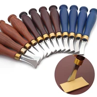 1pc stainless steel edge creaser trimmer wood handle beveler marking leather craft diy decorate tool