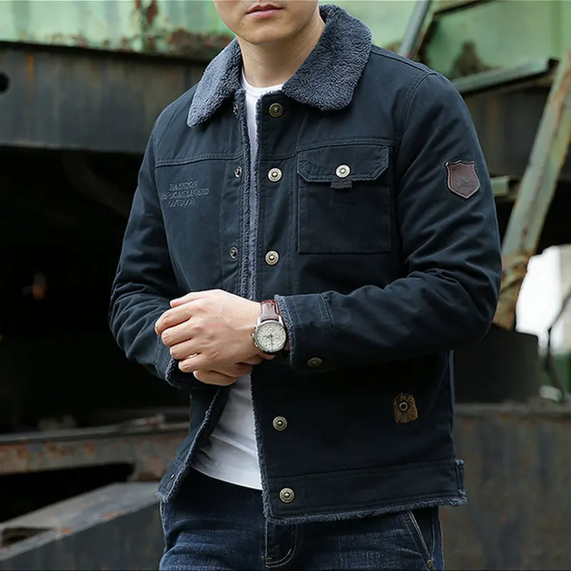 

Men's Fur Fleece Lined Classic Winter Coat Sherpa Trucker Jacket Warm Plus Size