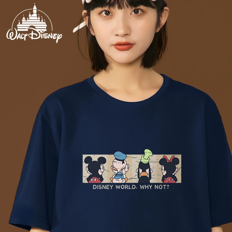 Футболка женская летняя большого размера с изображением Микки Мауса и Дональда
