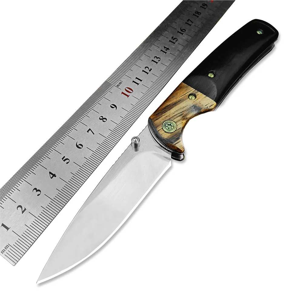 Нож складной карманный Buc/kmark Hunter 0039 с клинком Drop Point из стали 5Cr13Mov, деревянной рукоятью и тактической функцией для охоты и самообороны.