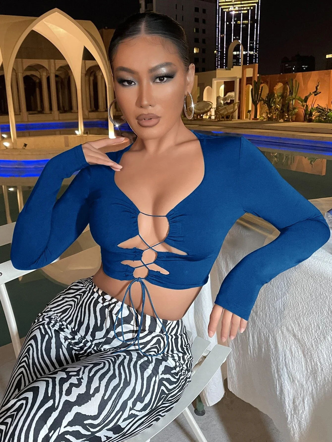 

Lace Up Front Crop Tee