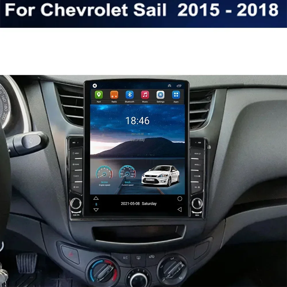 Для Tesla Style 2Din Android 13 Автомобильный радиоприемник для Chevrolet Sail 2015-2035 Мультимедийный