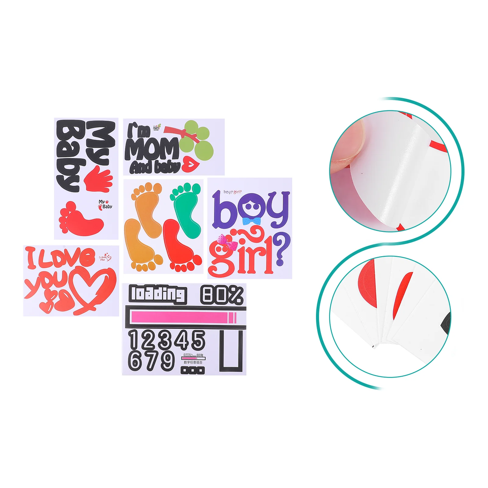 

12 Sheets Unborn Baby Photo Props Maternity Belly Sticker Maternity Week Sticker Facial Expression Stickers