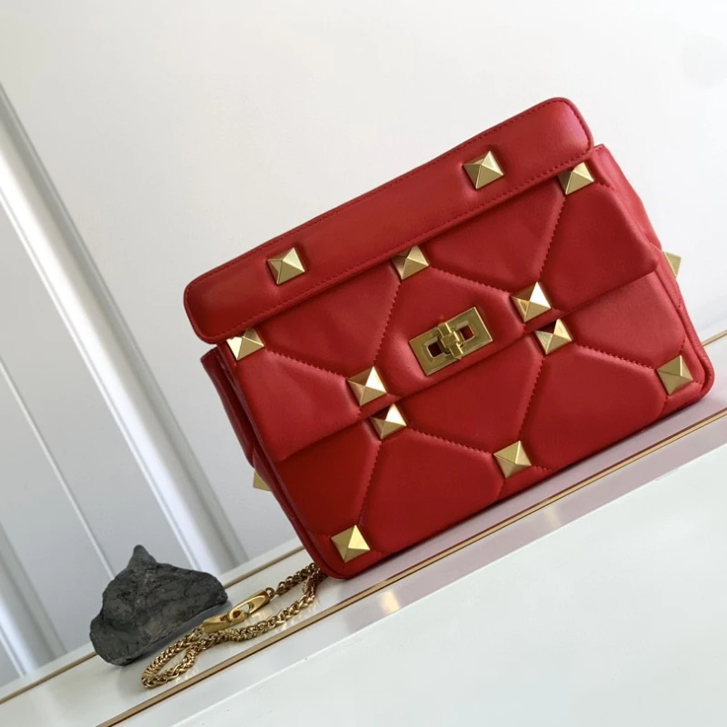 

Genuine Leather Rivets Small Square Bag for Women Handbags 2023 Fashion Retro Sheepskin Chain Shoulder Crossbody Bag