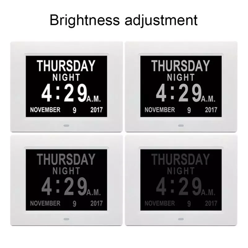 

Часы с календарем и днем, 8 дюймов, большой экран, отображение времени, даты, месяца, года, часы с деменцией для пожилых людей, 8 языков