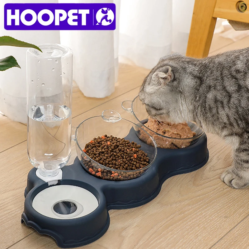 

HOOPET Cat Double Bowl Pet Automatic Feeder Water Dispenser Dog Food Container Drinking Raised Stand Dish Anti Slip Pet Supplies