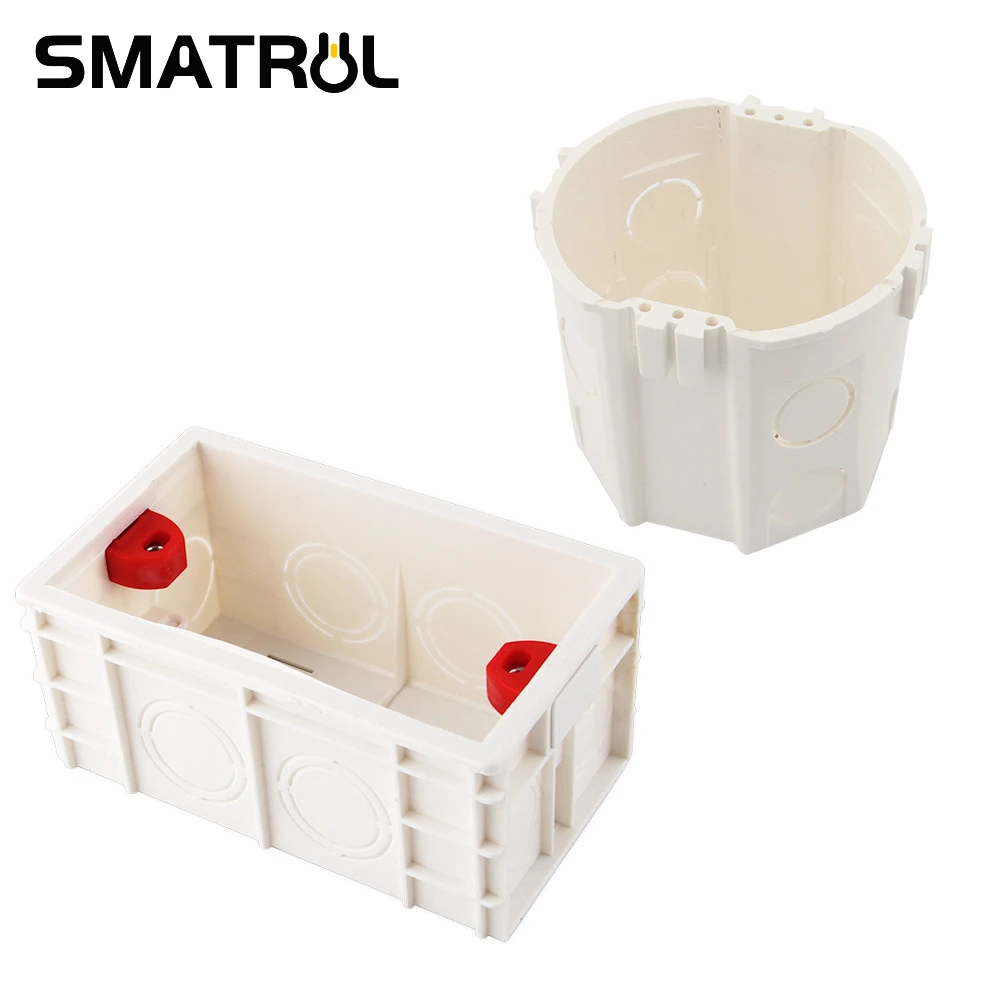 

SMATRUL EU US Standard Wall Round Mounting Dark Box Internal Cassette Wiring Box For Light Switch Socket Electrical Accessories
