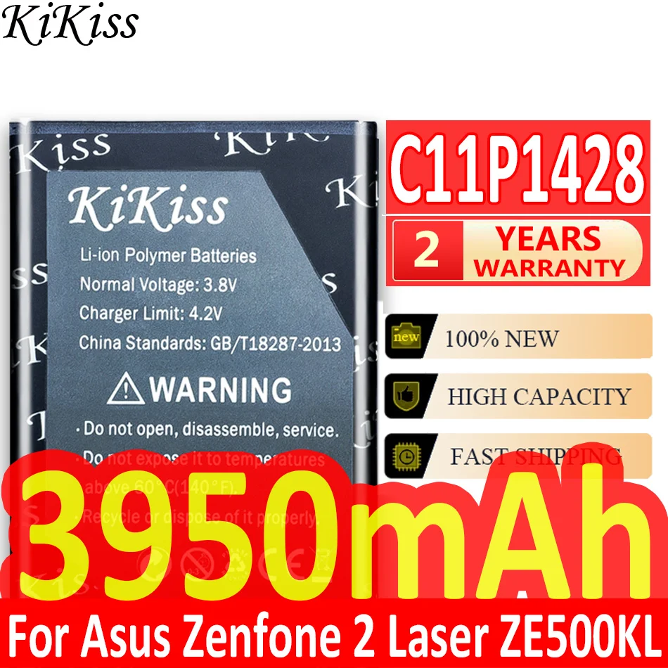 

KiKiss For ASUS Replacement Phone Battery C11P1428 3950mAh for Asus ZenFone 2 ZenFone2 Laser ZE500KL ZE500KG Z00ED 5" Batteria