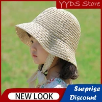 childrens straw hat simple lace strap panama straw hat baby beach sun hat wide brim cute soft hat big brim sun protection hat