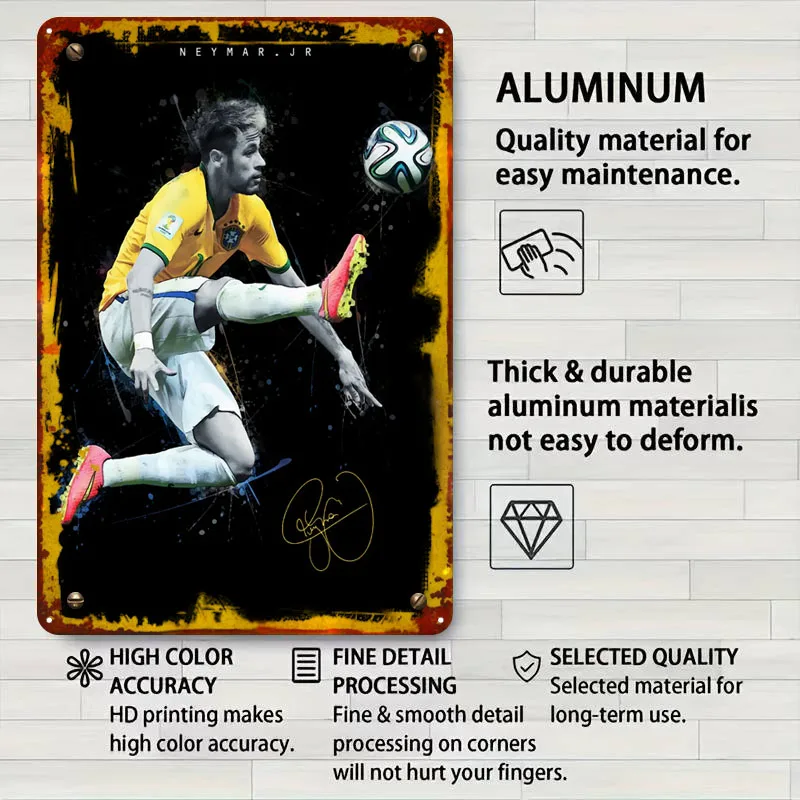 Неймар-младший футбольный художественный жестяной знак спортивный плакат