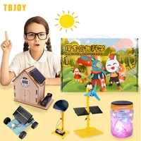 1 set diy solar science toy tecnology experiment kit wooden stem educational building project birthday gift for kids