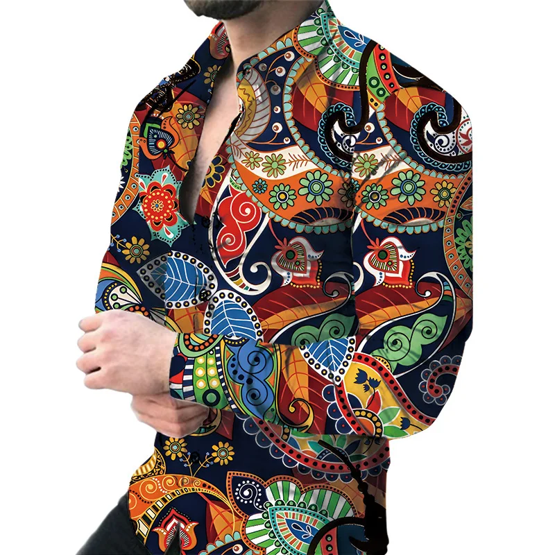 

Men's 3D Digital Printing Shirts Long Sleeve Youth Shirts Floral Shirts Men's
