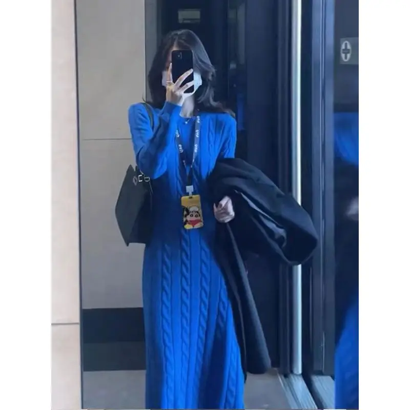 Синее платье-свитер Klein High Sense Royal Sister Super Nice Красивая внутренняя одежда