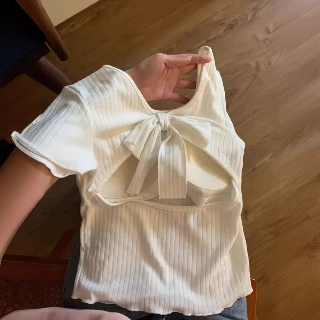 Женская летняя облегающая футболка с коротким рукавом милая острая укороченная