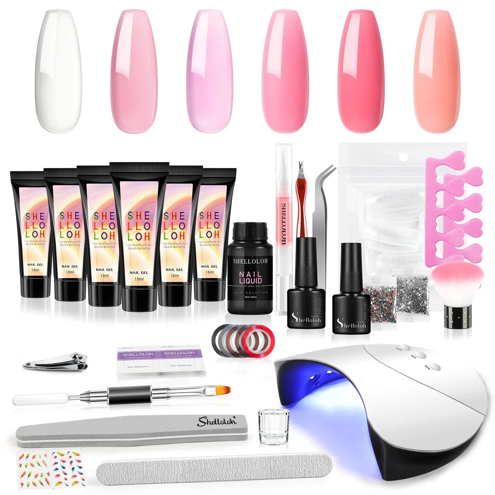 

Poly Nail Gel Kit with UV LED Nail Lamp Poly Builder Gel Set Nail Extension Manicure Starter Kit For Beginer