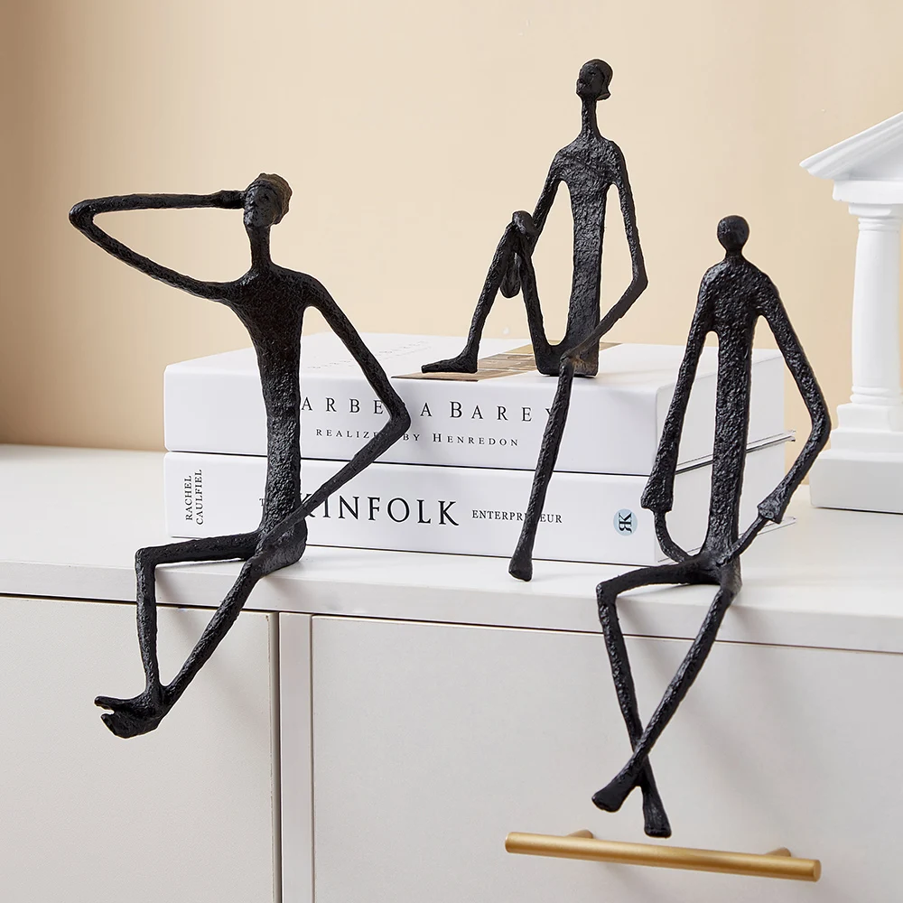 

Modern Abstract Figure Figurines Nordic Home Decoration Black Character Statue Living Room Office Bookshelf Decor Ornament Gift