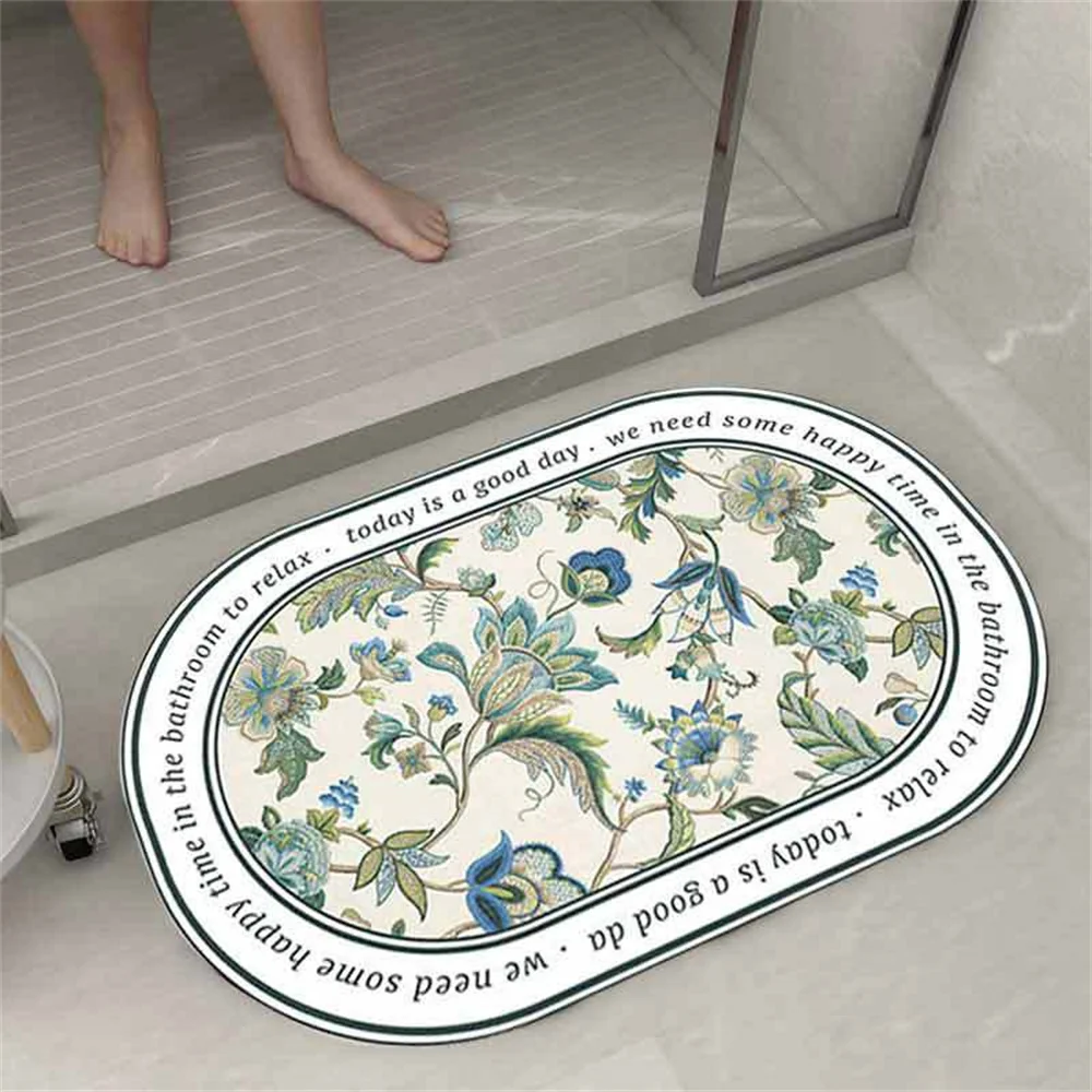 

Quick-drying Diatom Mud Absorbent Bath Mat Household Bathtub Shower Front Door Mats Stone Grain Non-slip Bathroom Decorative Rug