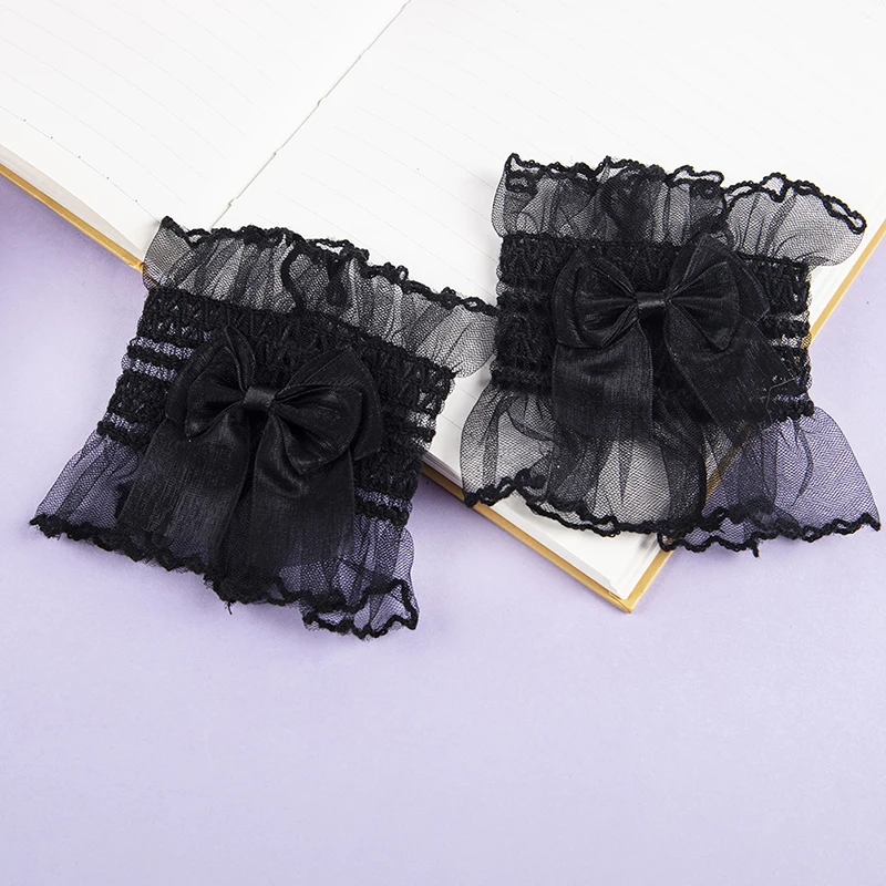 

Lolita Hand Wrist Cuffs Women Ruffled Lace Trim Maid Hand Sleeve For Halloween Anime Cosplay Masquerade Party Cloth Accessories