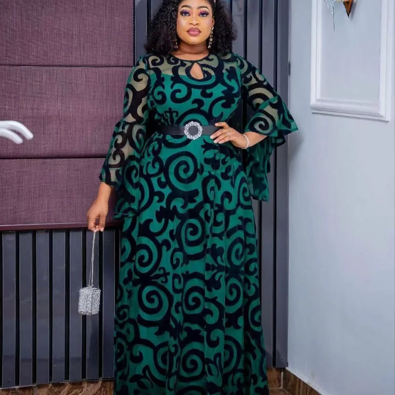 

Plus Size African Party Dresses for Women 2023 New Fashion Dashiki Ankara Wedding Gowns Elegant Turkey Muslim Chiffon Maxi Dress