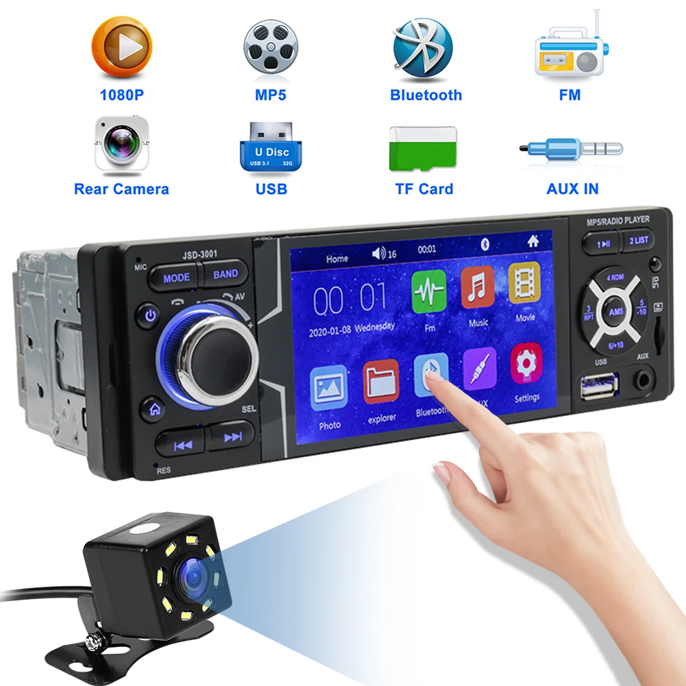 

JSD-3001 Touch Screen HD Multimedia Players Car Stereo 4.1 inch Touch Screen FM Radio Multimedia Player AUX Cable