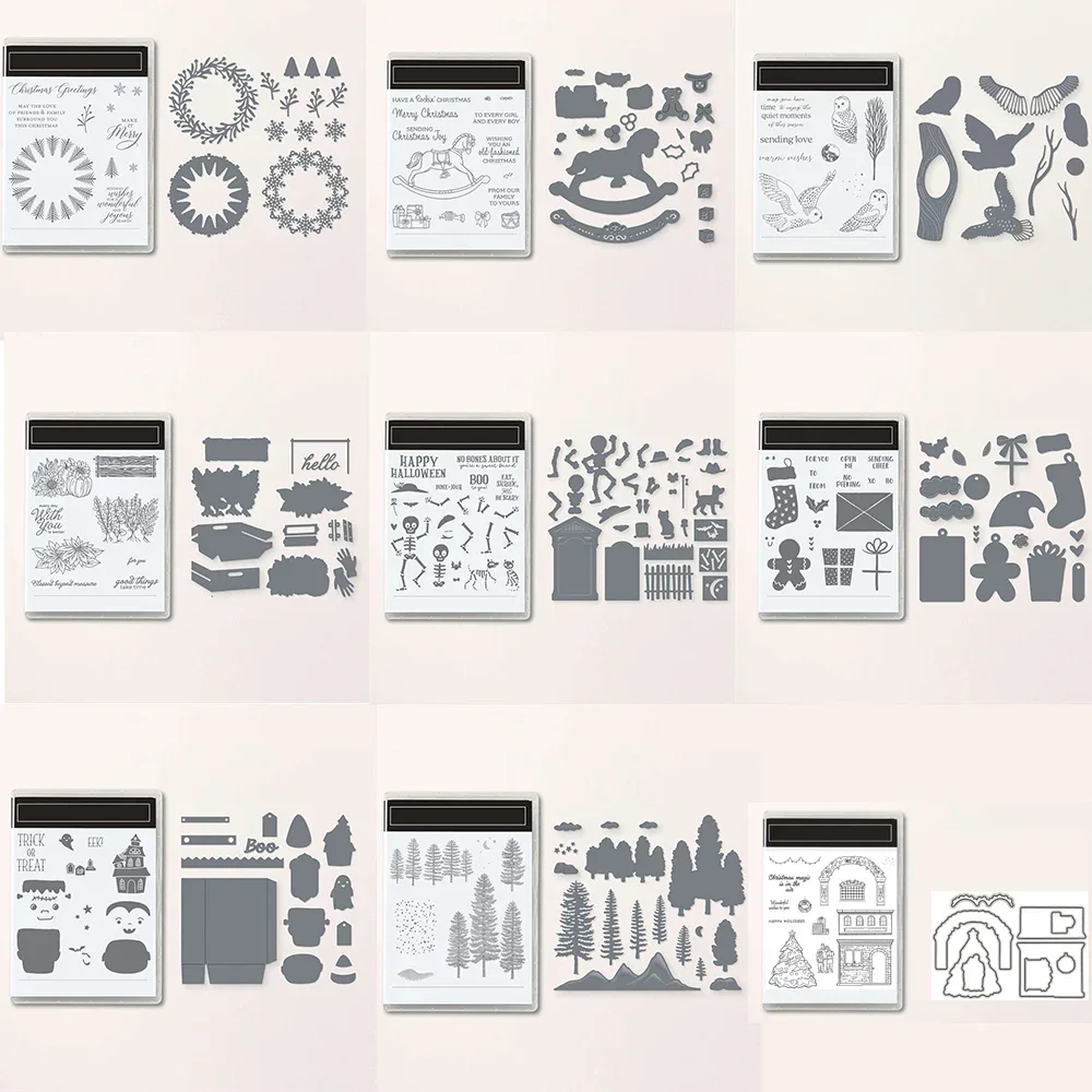 Рождественская елка печенье прозрачные штампы и высечка венок штамп с кленовым