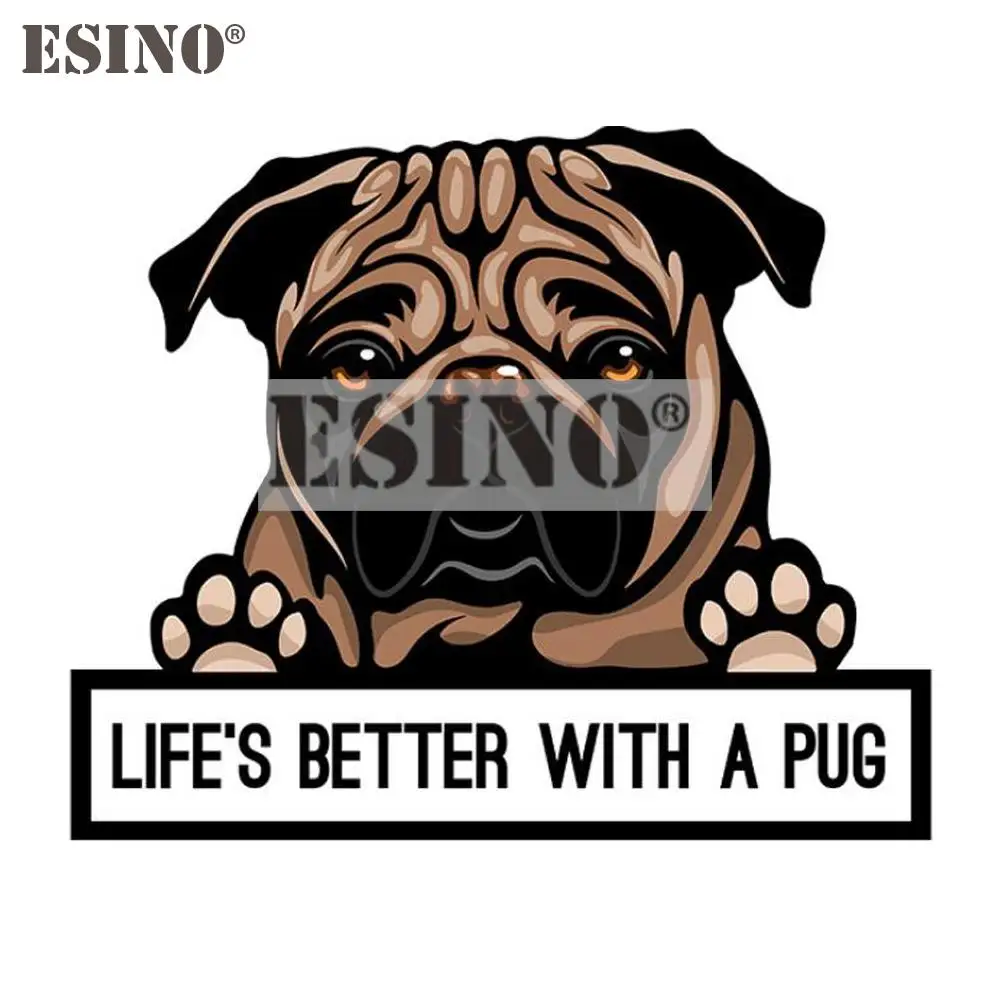 

Car Styling Life's Better with a Pug Dog Car Accessory Creative PVC Waterproof Sticker Car Whole Body Vinyl Decal