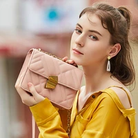 new women fashion diamond check chain shoulder messenger bags black pink female underarm crossbody bag party phone pouch purse