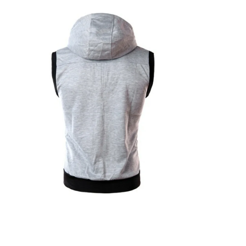 2022 Spring And Summer New Men's Hooded Casual Sports Vest Men's Warm Riding Fashion Sleeveless Zipper Top