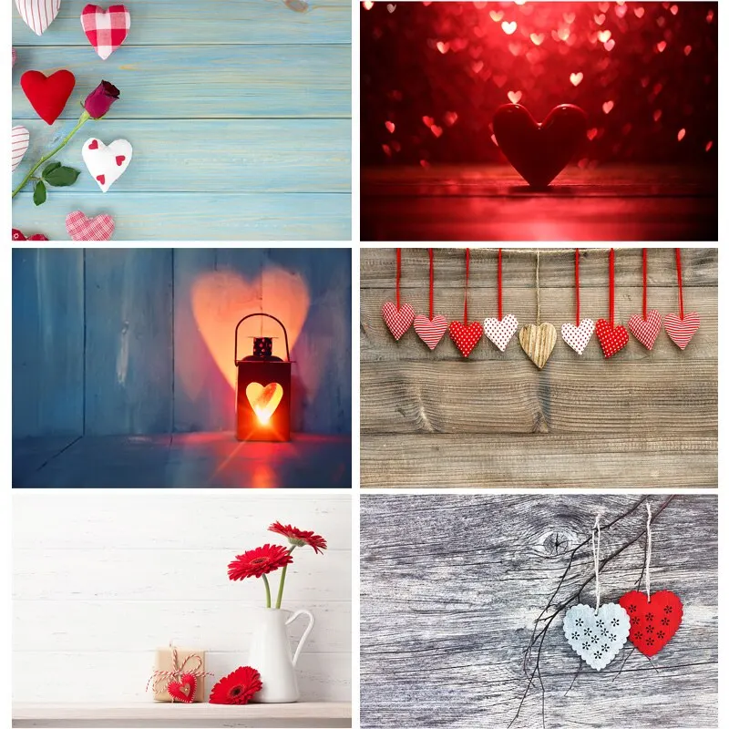 

SHENGYONGBAO Valentine Day Photography Backdrops Prop Love Heart Rose Wooden Floor Photo Studio Background 211120 QRJJ-03
