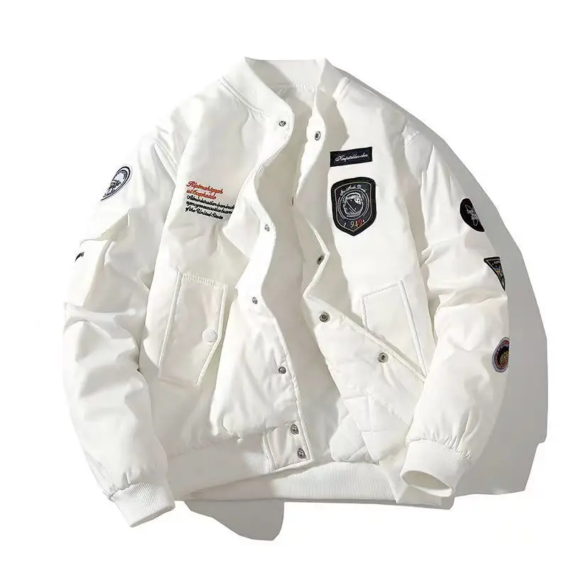 

2022 autumn and winter couple loose baseball uniform men's jacket retro embroidery label bomber jacket men's padded warm jacket