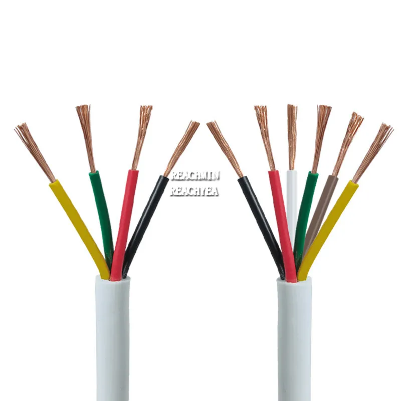 

18AWG 20AWG 17AWG 15AWG RVV 2/3/4/5 сердечников, медный провод, электрический кабель RVV, белый провод с мягкой оболочкой