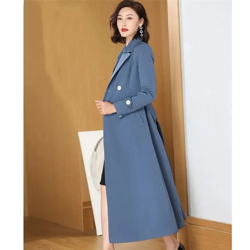 

Женская ветровка с отложным воротником, приталенная двубортная ветровка в английском стиле, весна-осень 2023