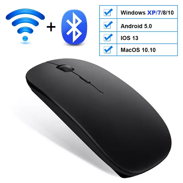 

Mouse Computer Bluetooth Mouse Silent PC Mause Rechargeable Ergonomic Mouse 2.4Ghz USB Optical Mice For Laptop PC