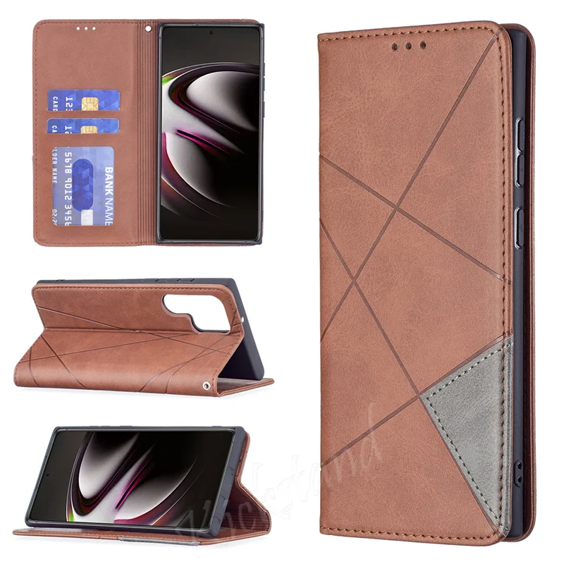 

for Samsung Galaxy Note 20 Ultra 5G S9 S10E S20 FE 2022 S21 S22 S23 Plus Case Luxury Splice Style Leather Flip Cards Stand Cover