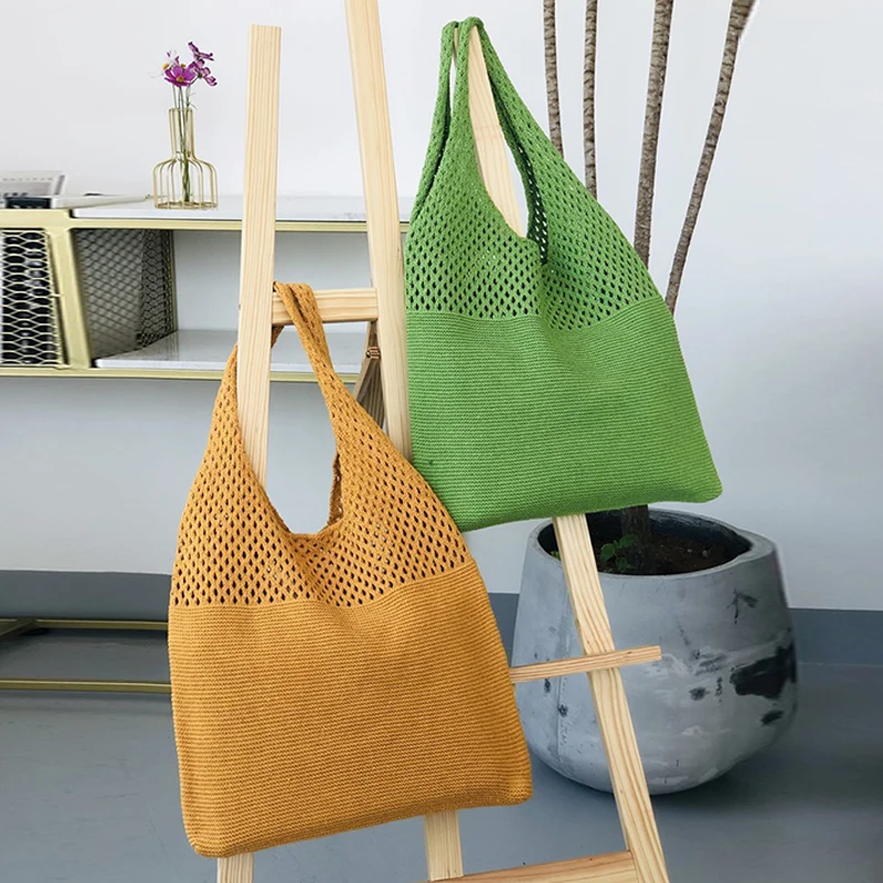 

Boho Style Women Bags Summer Beach Party Bags Hollow Woven Shoulder Bag For Women Knitted Handbags Large Capacity Totes Crochet