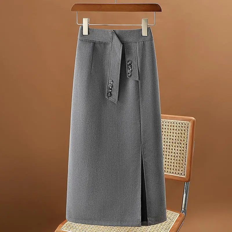 

Classic Vintage Solid Color Stretch Pencil Skirts for Women Office Lady Midi Skirts Elegant Female Package Hip Skirts O81