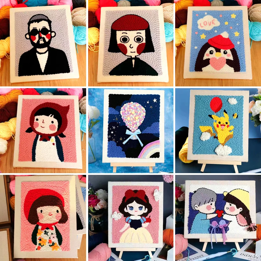 

Women Cartoon Poke Punch Needle Kits Handmade Embroidery Girls Craft Home Decoration Gift For Beginner Kids Children
