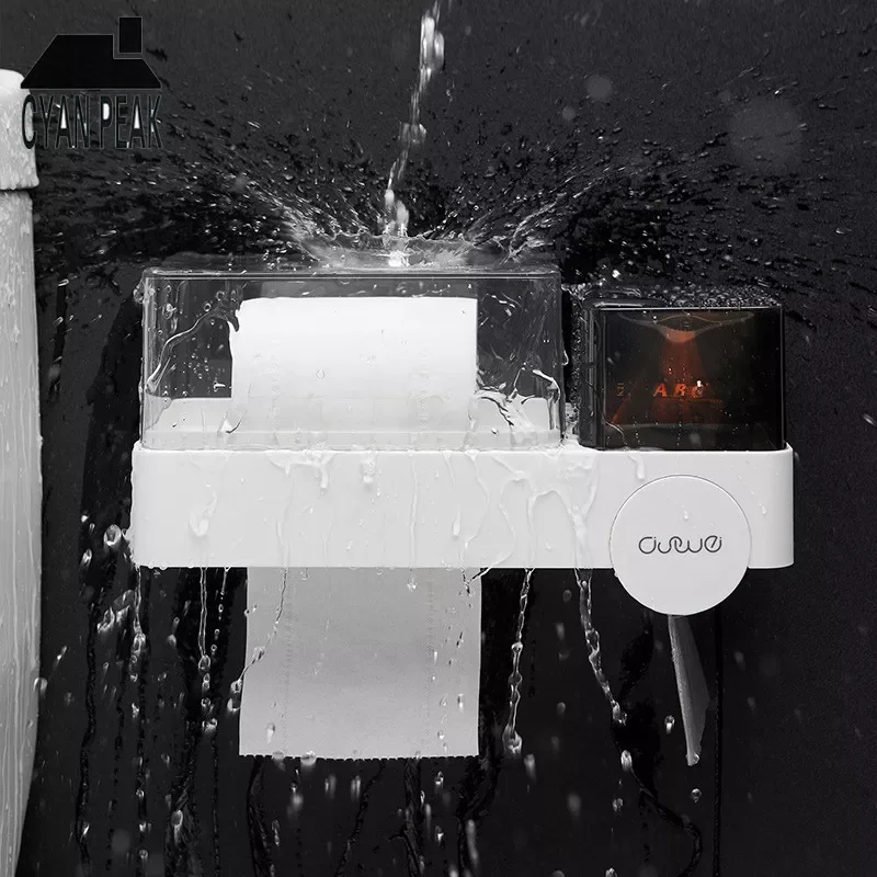 

Bathroom Accessories Waterproof Toilet Paper Holder Storage Box Plastic Paper Towel Holder Wall Mounted Toilet Paper Stand