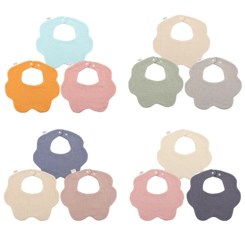 

Cotton Toddler Bib Soft Baby Bib Falbala Bib for Boys & Girls 4 DIfferent Colors