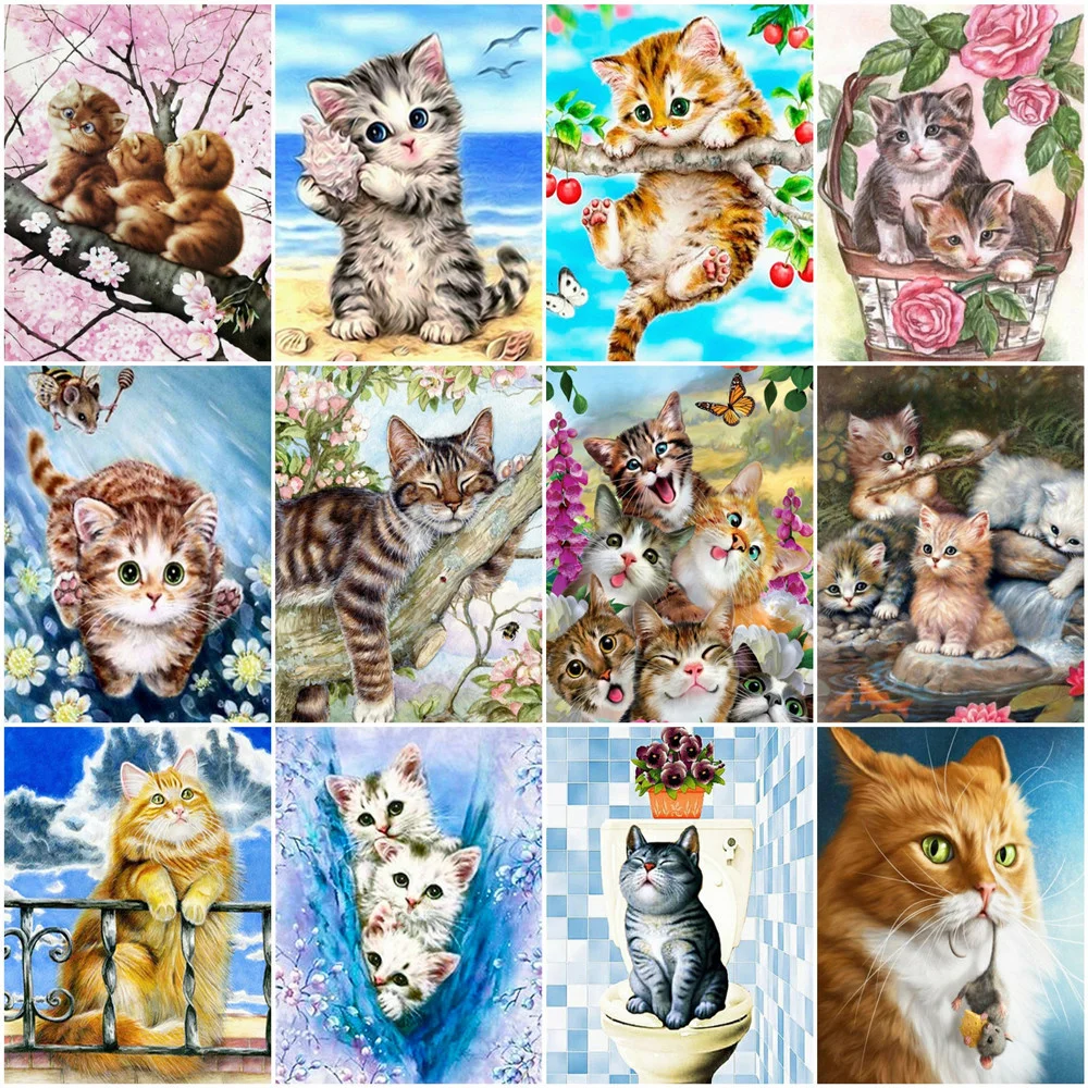 

HUACAN Painting By Numbers Cat Animal Drawing On Canvas Hand Painted Unique Gift Pictures By Number Flower Home Decor