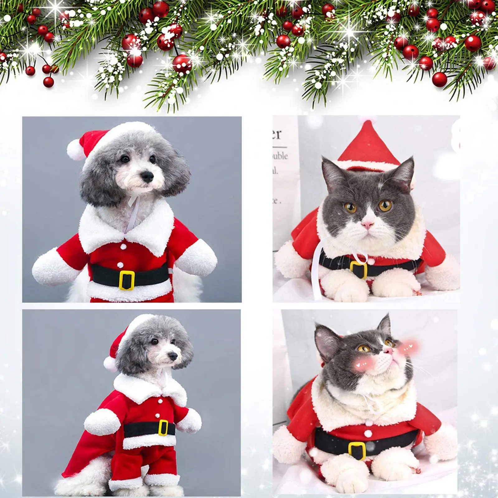 

Christmas Cat Costumes Funny Santa Claus Clothes for Kittens Puppies Xmas New Year Pet Cat Clothing Winter Kitty Kitten Outfits