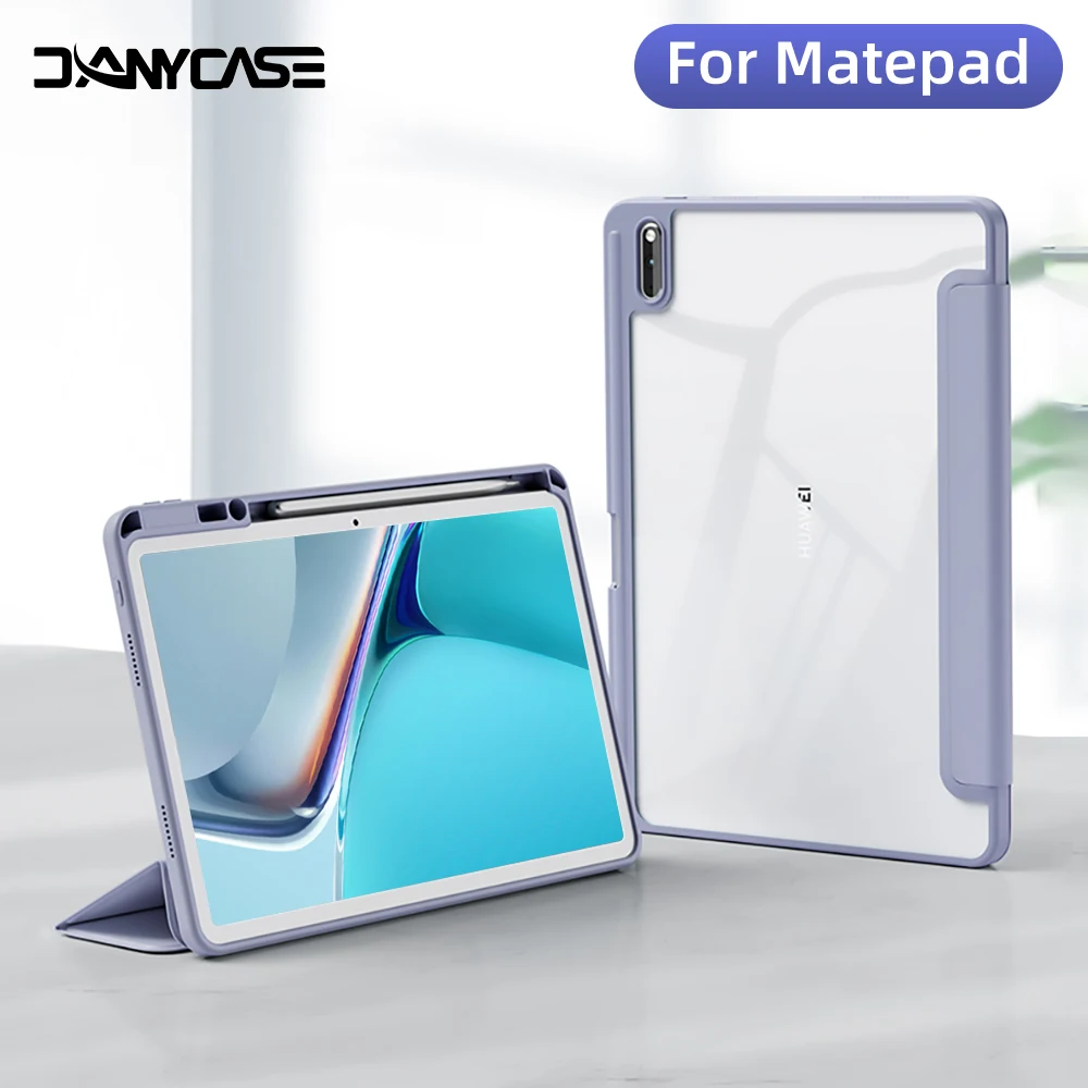 

For Huawei 2021 MatePad 11 Case Acrylic transparent hard case 2022 MatePad Pro 11 with Pen Holder Cover Smart Magnetic Funda
