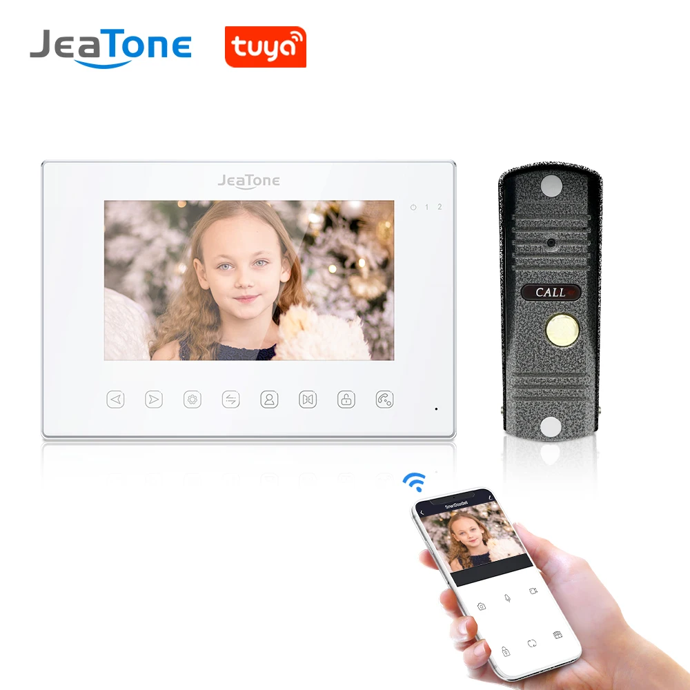 Enlarge Jeatone 7 Inches Tuya Smart Video Intercom Door Phone System For Home Security with 720P IP65 Waterproof Outdoor Doorbell Camera