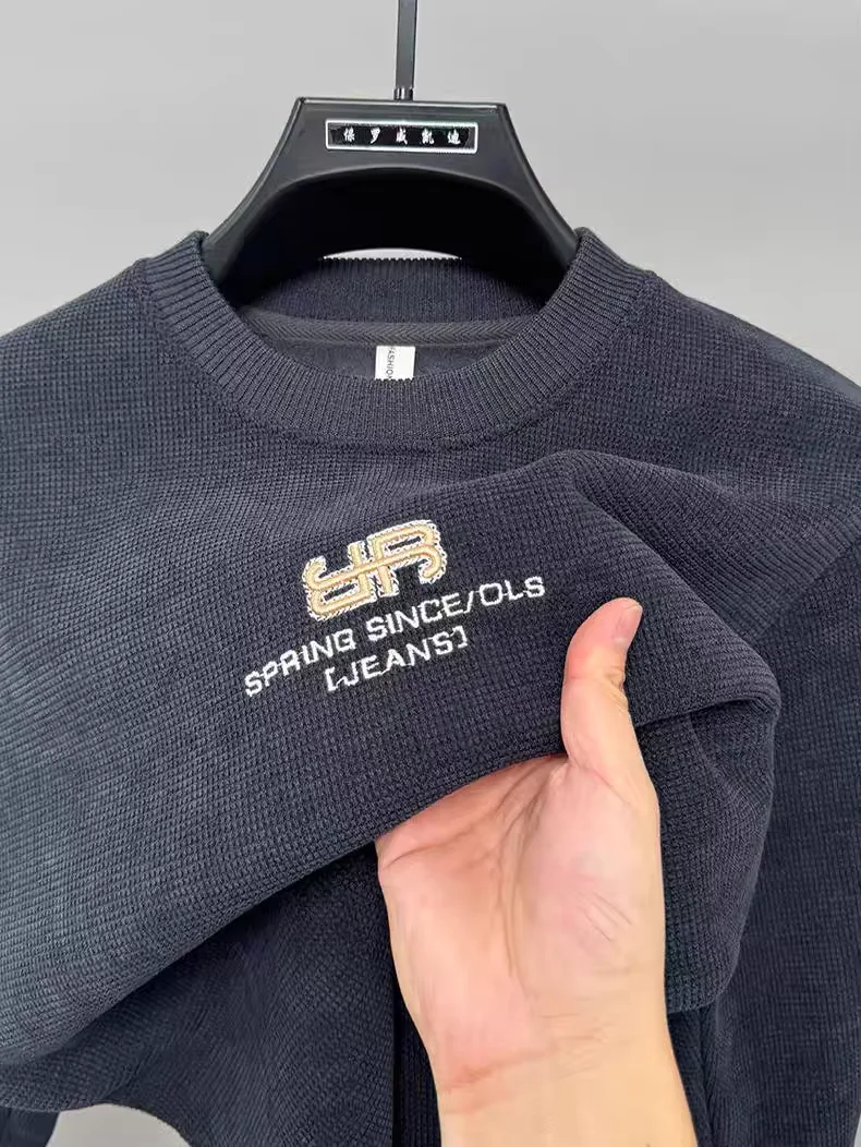  Высококачественные трикотажные рубашки мужские круглые воротнички осень - зима