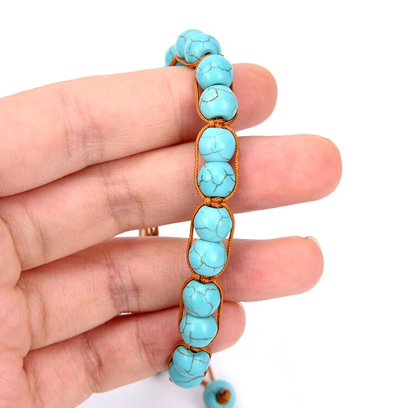 Бохо натуральный камень бирюза эластичные бусины браслет пляжные украшения
